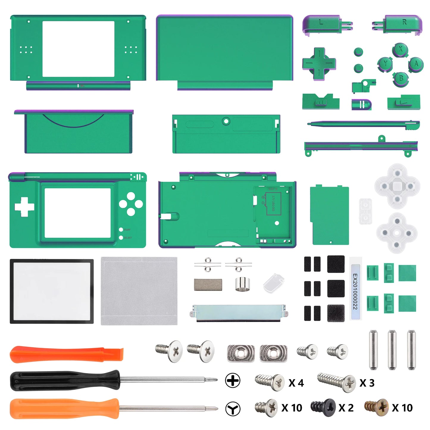 eXtremeRate Carcasa completa de repuesto para Nintendo DS Lite, funda con botones, lente de pantalla para NDSL - Serie única