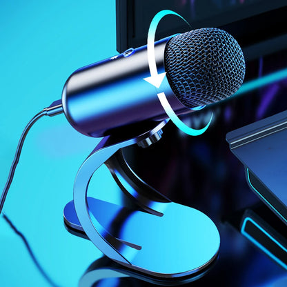Micrófono de reducción de ruido de micrófono de PC de juego USB para podcasts de streaming, micrófono de escritorio capacitor de computadora RGB para videos de YouTube