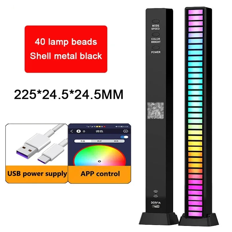 Tira de luces LED RGB, Control de sonido y música, lámpara ambiental de ritmo, luces nocturnas de ambiente para Bar, coche, habitación, TV, decoración para juegos