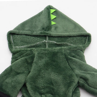Ropa de Halloween para perros y gatos, disfraz divertido de dinosaurio para perros pequeños, abrigo cálido de invierno para gatos, sudaderas con capucha de lana