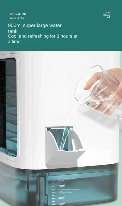 Aire acondicionado portátil, ventilador de escritorio con doble pulverización, atomización ultrasónica, Enfriador de aire silencioso de 3 velocidades, luz nocturna, ventilador eléctrico para el hogar