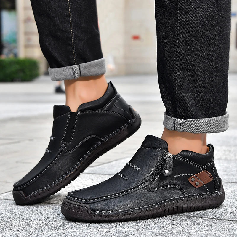 Zapatos informales de cuero de alta calidad para hombre, mocasines transpirables hechos a mano, zapatillas de deporte a la moda, mocasines, zapatos náuticos de marca de lujo