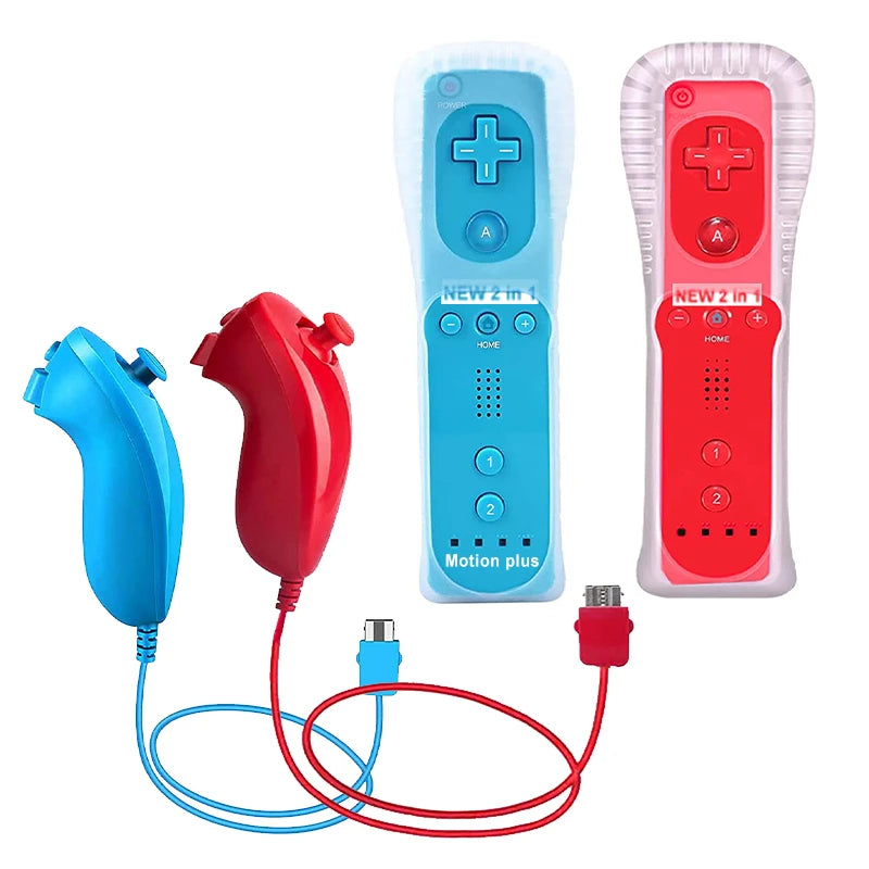 Un par de mandos a distancia con controlador Nunchuck para juegos Wii Control para consola Wii Gamepad inalámbrico con Motion Plus