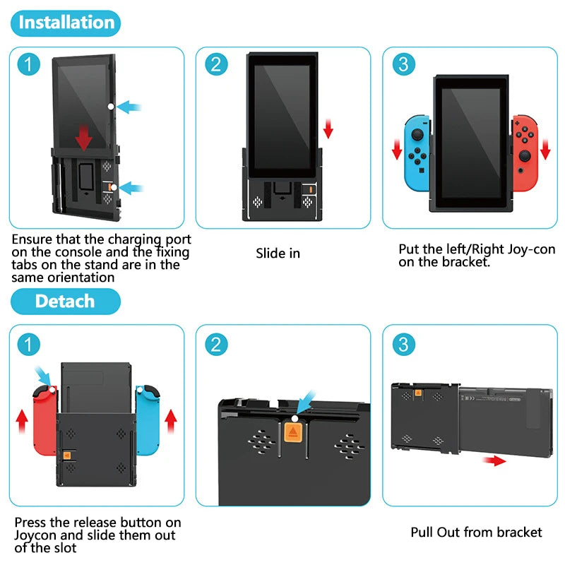 Soporte Vertical con tapa de agarre para consola de juegos Nin-tendo Switch OLED/Switch, juego de pantalla Vertical adaptable, soporte de interruptor