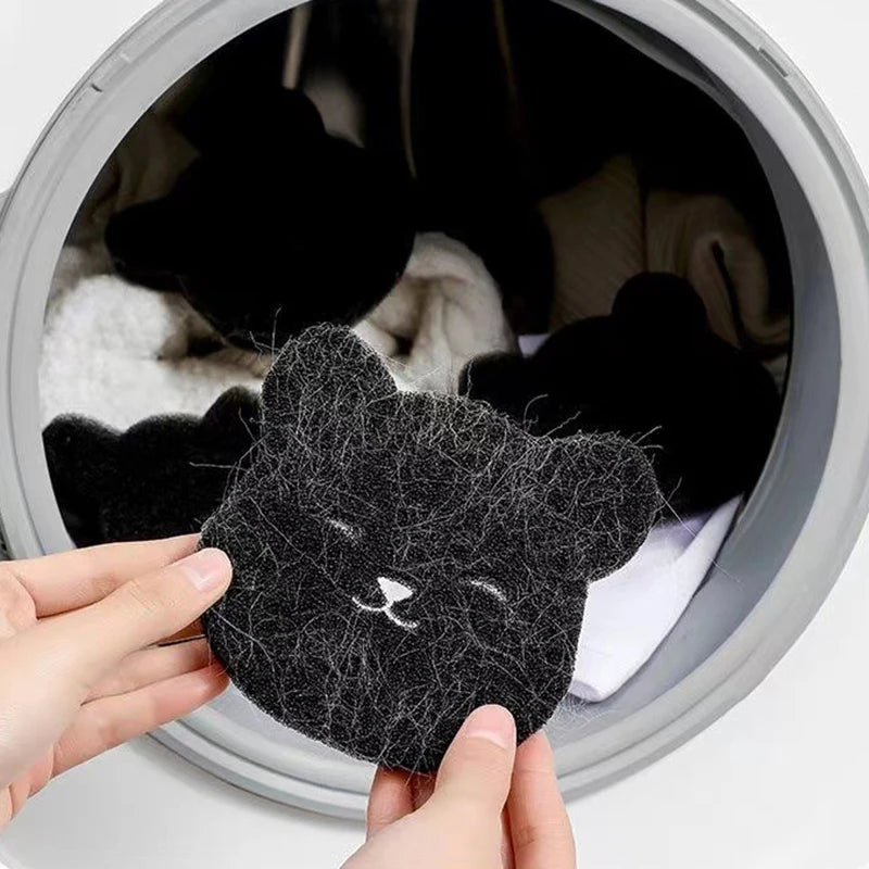 2 /4 juegos de removedor de pelo para mascotas doméstico, esponja adhesiva de oso lavada a máquina, reutilizable, adecuada para lavadora, secadora, negro