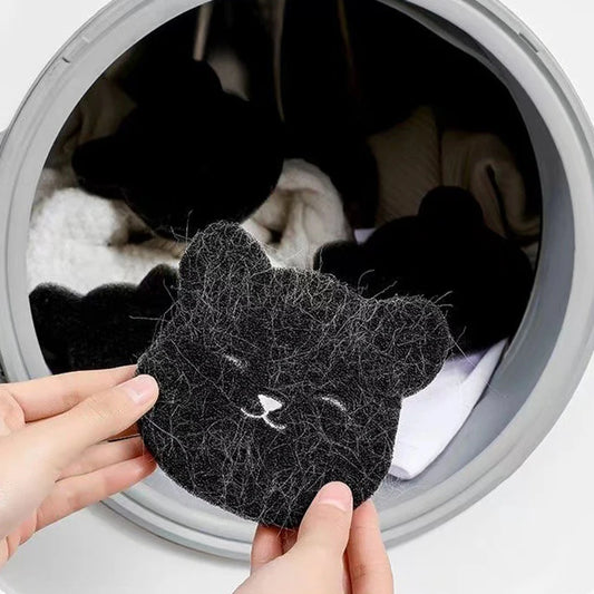 2 /4 juegos de removedor de pelo para mascotas doméstico, esponja adhesiva de oso lavada a máquina, reutilizable, adecuada para lavadora, secadora, negro