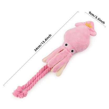 Calamar cachorro mascota perro masticar para limpieza de dientes rosas encantadores juguetes para mascotas pulpo juguetes de peluche suministros BB pequeño lindo cuerda juguete perro chirrido