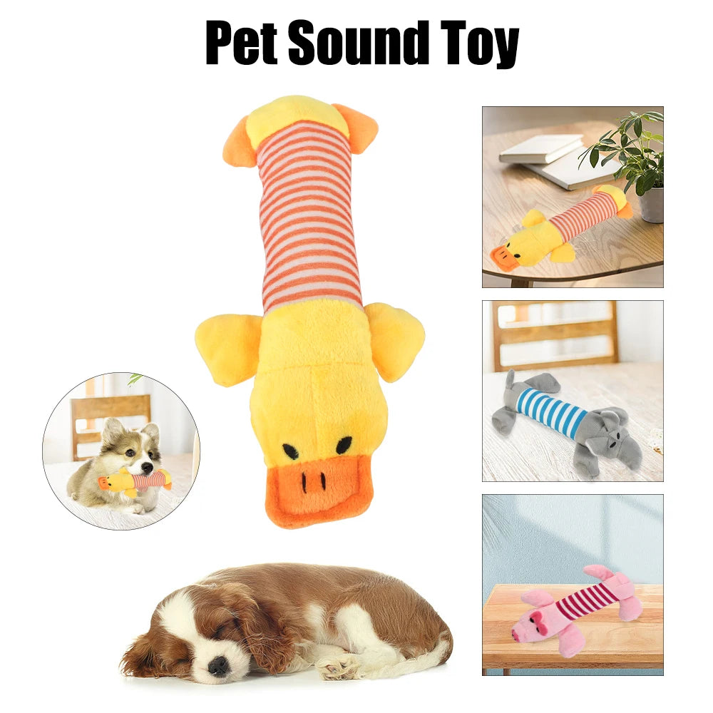 Apto para todos los mascotas, juguetes de lana para perros y gatos, muñecas populares con sonido para masticar, elefante, pato, cerdo, mascota, divertidos juguetes de peluche