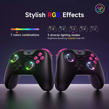 EasySMX X05 Gamepad inalámbrico Controlador de juegos Bluetooth Compatible con PC/teléfono/interruptor/Gamer de vapor, luz RGB, efecto Hall