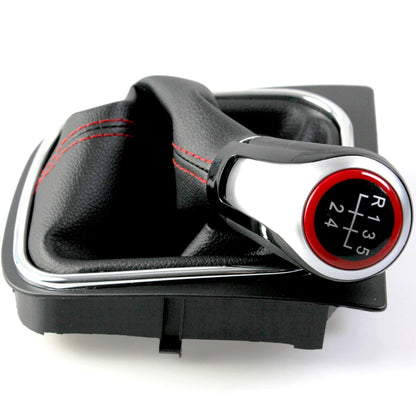 Nuevo Perilla de palanca de cambios MT 5 de 6 velocidades para VW Golf 5 6 R32 GTI GTD MK5 MK6 Jetta Scirocco con cuello de cubierta de bota de polaina de cuero