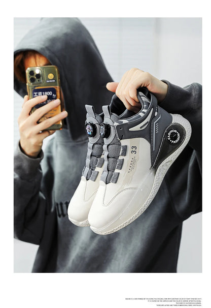 Zapatillas de deporte para hombre con hebilla giratoria, cómodas, antideslizantes, con cordones, duraderas, para actividades al aire libre