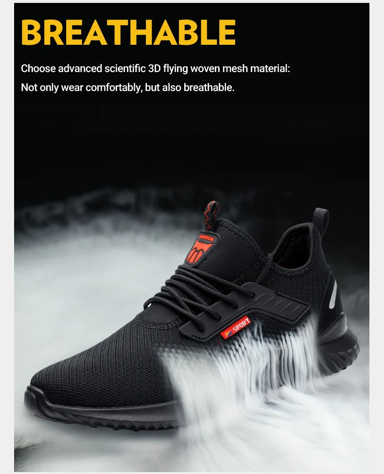 Zapatillas de trabajo con punta de acero para hombre, zapatos de seguridad, botas de trabajo a prueba de perforaciones, calzado Indestructible de moda