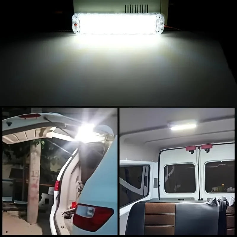2 uds 12V-80V 72LED luz de techo barra de luz Interior tira de luz con interruptor LED lámpara Interior de coche iluminación Camper autobús autocaravana 10W