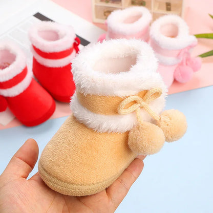 Botas cálidas de invierno para recién nacidos, zapatos de bebé, zapatillas de deporte para niños y niñas, zapatos planos de fondo suave para niños, botas de nieve cálidas de 0 a 18M