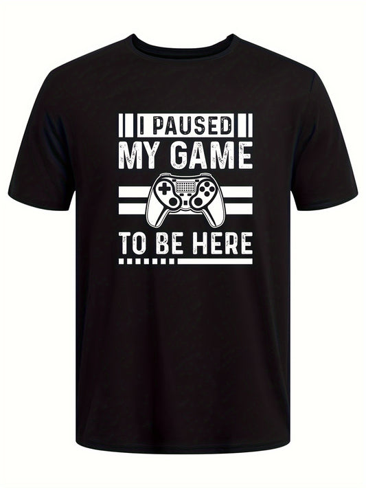 Unique Gamer Print Tee Shirt - Men's Casual Short Sleeve T-Shirts for Summer - Fun Gaming Humor Graphic Tee