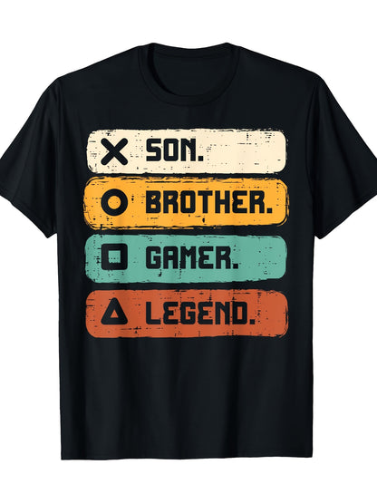 220g Legend Gamer T-Shirt for Son, Brother, Teens, and Boys - Gaming Men's T-Shirts with Fun Design - Quality Cotton Fabric and Casual Style