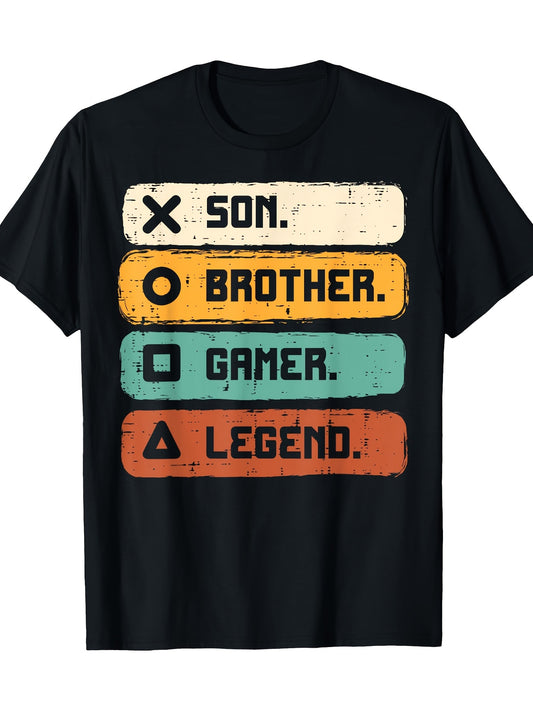 220g Legend Gamer T-Shirt for Son, Brother, Teens, and Boys - Gaming Men's T-Shirts with Fun Design - Quality Cotton Fabric and Casual Style