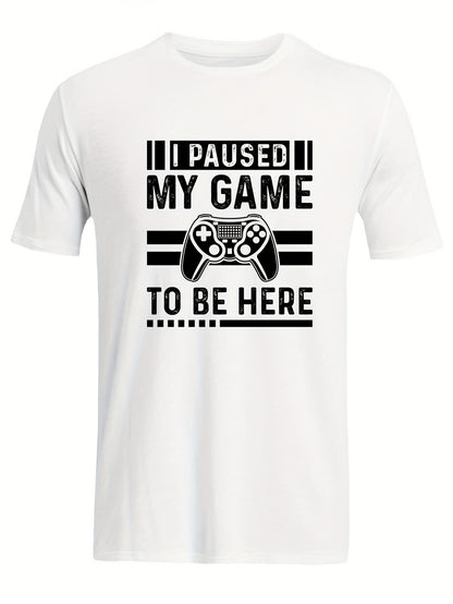 Unique Gamer Print Tee Shirt - Men's Casual Short Sleeve T-Shirts for Summer - Fun Gaming Humor Graphic Tee