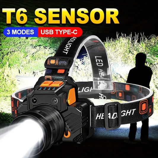 1pc Strong Light Charging Headlight Flashlight, High Lumen LED Headlight XHP160 Bright, 3 Modes Of Headlight Outdoor Fishing, Camping, Running, Hunting, Hiking Variable Focus Headlight Home Decoration Tools, Hardware, Work Su