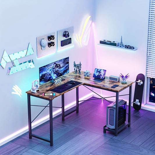 Versatile L-Shaped Desk- 49 Inches Reversible Design Desk With Storage And CPU Stand, Gamer-Friendly Workstation Desk For Bedroom, Modern Writing Desk, Work Desk For Home Office