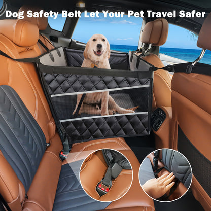 Large Dog Car Seat Extender with Waterproof Fabric - Spacious Back Seat Cover with Storage Pocket for Medium to Large Breeds, Pet Hammock for Cars/SUV/Truck (L) by MIXJOY