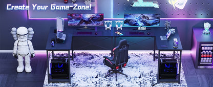 Versatile L-Shaped Desk- 49 Inches Reversible Design Desk With Storage And CPU Stand, Gamer-Friendly Workstation Desk For Bedroom, Modern Writing Desk, Work Desk For Home Office