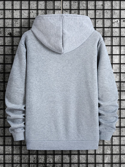 [Retro Gamer Hoodie] Cozy Brown Men's Retro Gamer Hoodie - Long Sleeve Sweatshirt with Drawstring Hood, Video Game Print, Fall/Winter Casual Wear