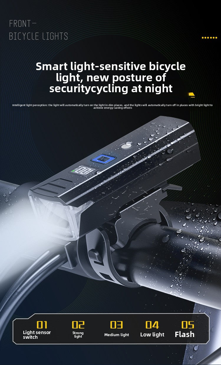 Luz de bicicleta recargable por USB: faro con detección de luz automática para conducción nocturna, linterna LED fuerte
