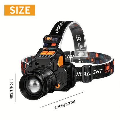 1pc Strong Light Charging Headlight Flashlight, High Lumen LED Headlight XHP160 Bright, 3 Modes Of Headlight Outdoor Fishing, Camping, Running, Hunting, Hiking Variable Focus Headlight Home Decoration Tools, Hardware, Work Su