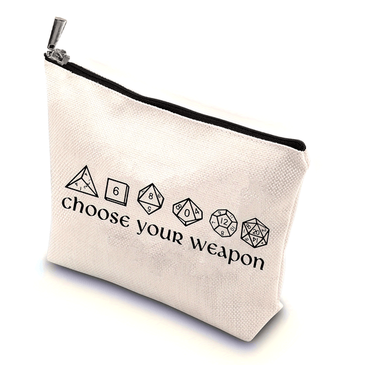 Dungeons & Dragons D20 Dice-Themed Makeup Bag - Funny RPG Gamer Cosmetic Pouch for Travel, Durable Linen Material
