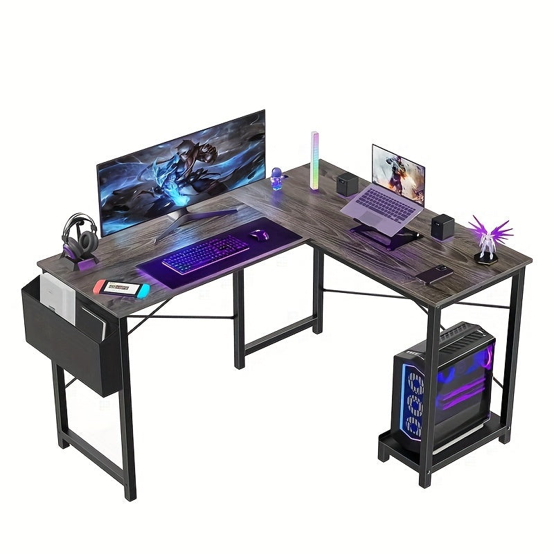 Versatile L-Shaped Desk- 49 Inches Reversible Design Desk With Storage And CPU Stand, Gamer-Friendly Workstation Desk For Bedroom, Modern Writing Desk, Work Desk For Home Office