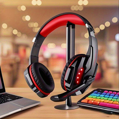 FUNINGEEK G9000 Gaming Headset with LED Lights & Microphone - Noise-Cancelling Surround Sound, Soft Memory Earmuffs for PC/PS5, Compatible with Xbox/XPS, Condenser Mic, Anime/Movie Gameplay, Tangle-Free Cable, Volume Control