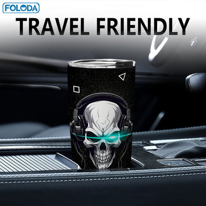 Foloda 1pc Skull Gamepad Gamer Gifts, Gaming Gifts, Gamer Gift Ideas, Christmas Birthday Gifts for Gamers, Cool Gamer Gifts for Men Teen Boys Girls Boyfriend, Game Cups, Gifts for Game Lovers Stainless Steel Tumbler with Lid