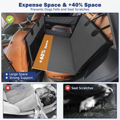 Large Dog Car Seat Extender with Waterproof Fabric - Spacious Back Seat Cover with Storage Pocket for Medium to Large Breeds, Pet Hammock for Cars/SUV/Truck (L) by MIXJOY