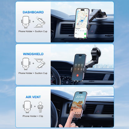 15W Rapid Wireless Car Charger, Automatic Clamping, Adjustable Phone Holder for Hands-Free Driving - Universal Compatibility with iPhone 15, 14, 13, 12, 11 Pro Max, Xs, Galaxy S24 Ultra, S23, S22, S21, S20, S10+