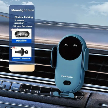 Fast Charging Wireless Car Charger - Automatic Clamping Phone Holder with Car Air Outlet Bracket