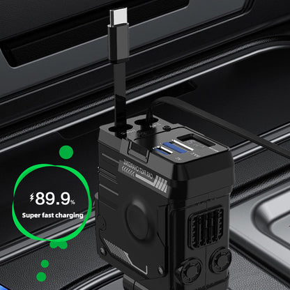 Retractable 4in 1 Fast Charging Car Charging Cable with 2pcs 3in 1 100W LED Digital Display USB cable, 4 Ports Car Charger Adapter for iPhone 15/14/13/12/11 for Galaxy Pixel and All iOS and for Android Devices - Safe and Reli